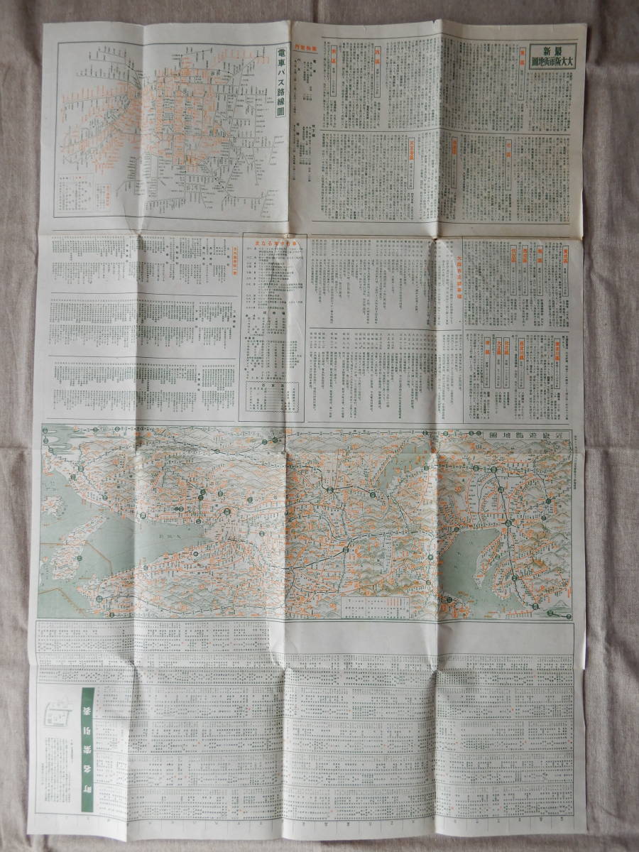 昭和16年9月30日発行「最新大大阪市街地図」タトウ付き　2万分の1　79×54㎝程　定価20銭　和楽路屋　由良要塞司令部検閲済　_画像9