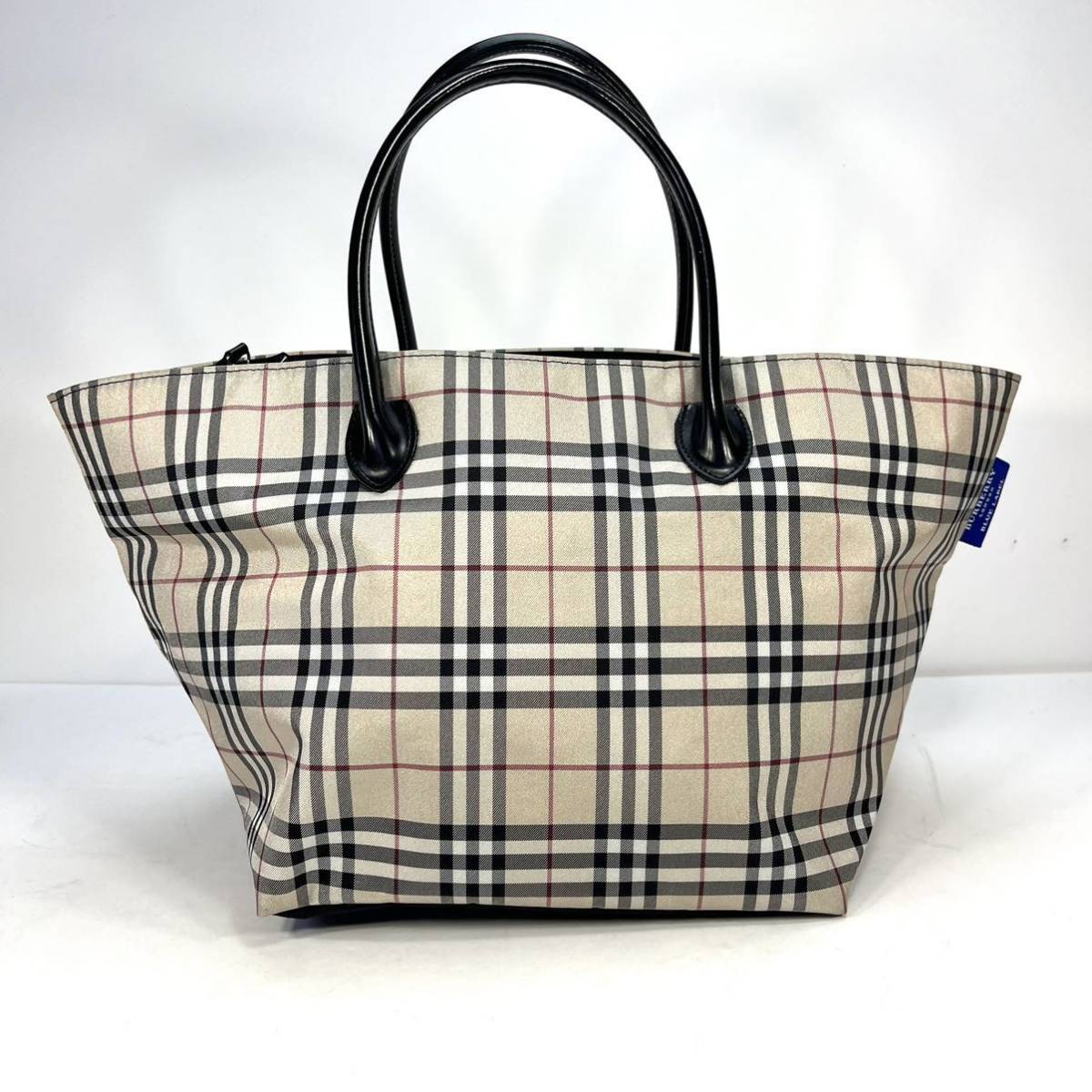 【極美品】バーバリーブルーレーベル ★BURBERRY BLUE LABEL ノバチェック トートバッグ ナイロン/レザー ベージュ/黒 三陽商会 正規品_画像2