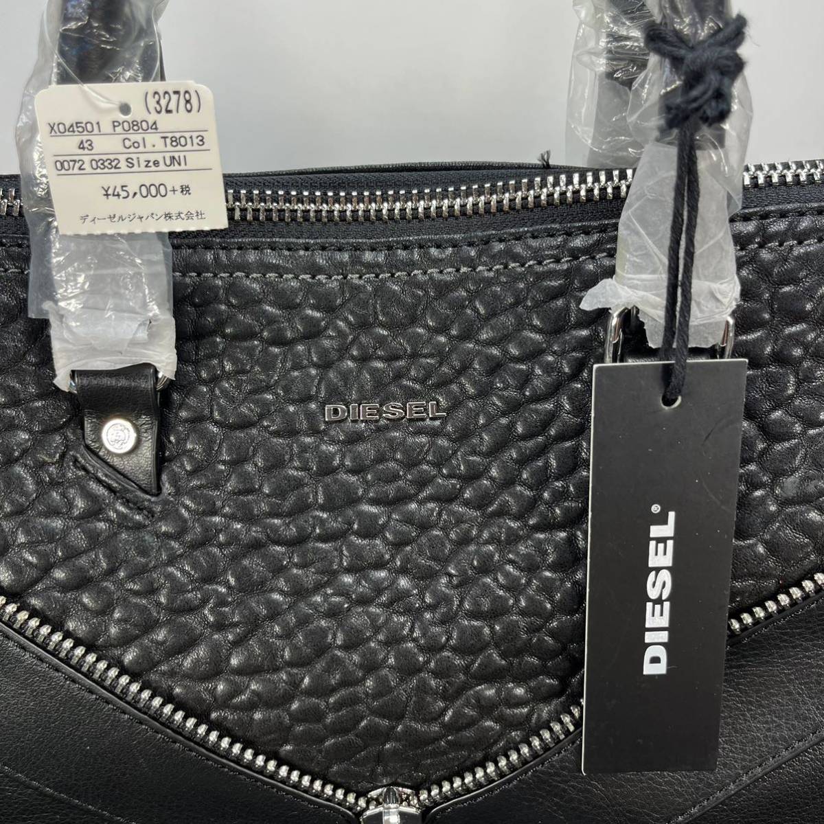 タグ付き 未使用品 ディーゼル ★DIESEL 2way ブリーフケース ジップライン ビジネスバッグ 黒 本革×ナイロン 45000円(税別) ショルダー_画像2