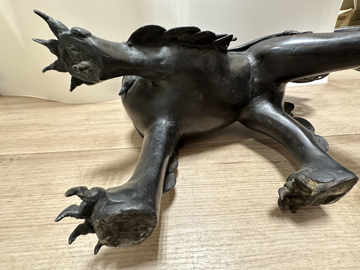 贅沢 玉獅子 Y10035 唐銅製 玉乗獅子 重さ約11㎏ 彫刻 古美術 古玩