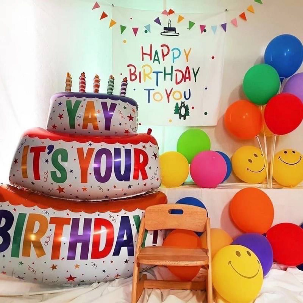 バルーン　ビッグ　バースデー　ケーキ　風船　記念日　写真　誕生日　パーティー