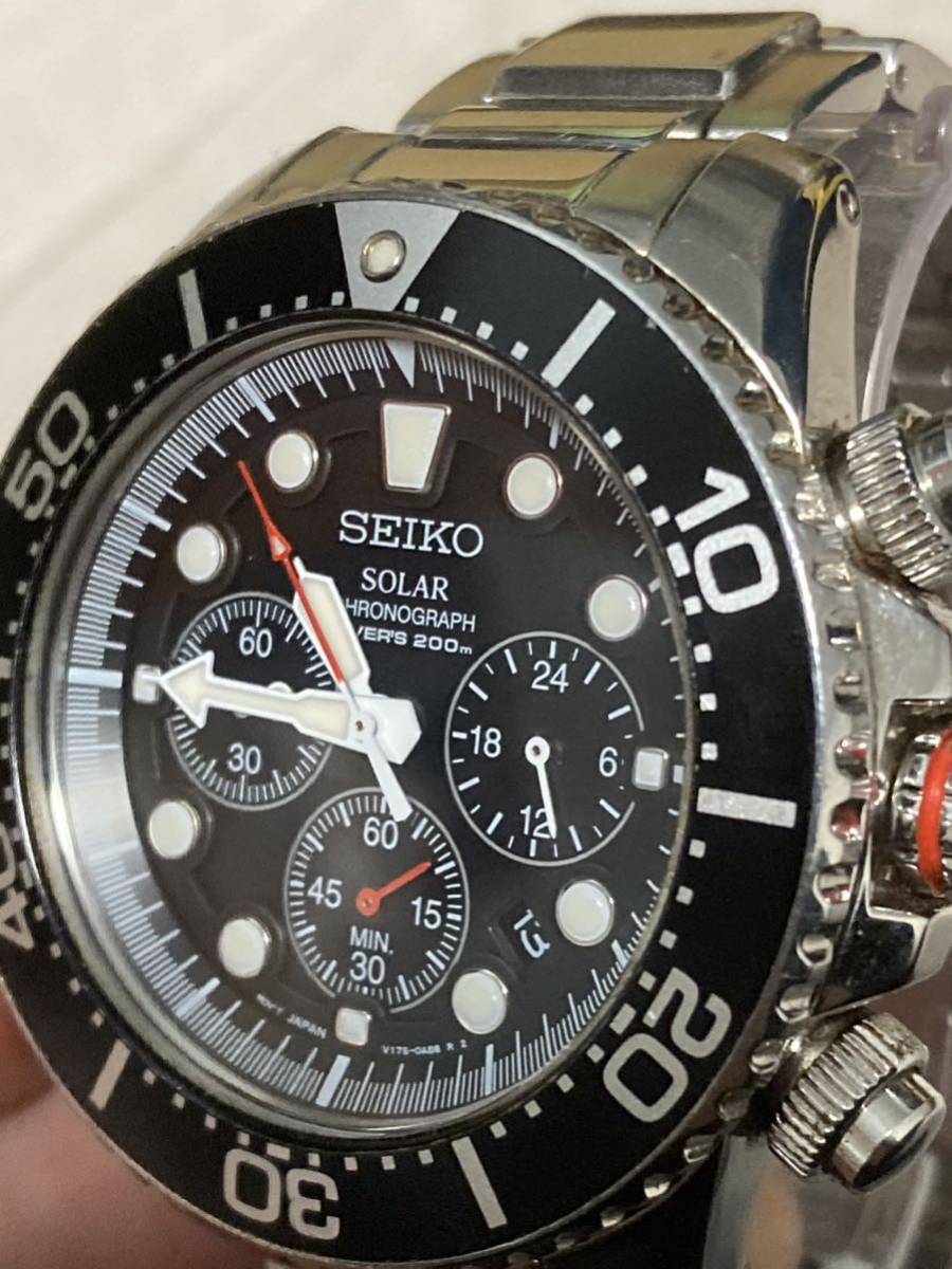 SEIKO SOLAR クロノグラフ プロスペックス 腕時計 V175-0AD0-