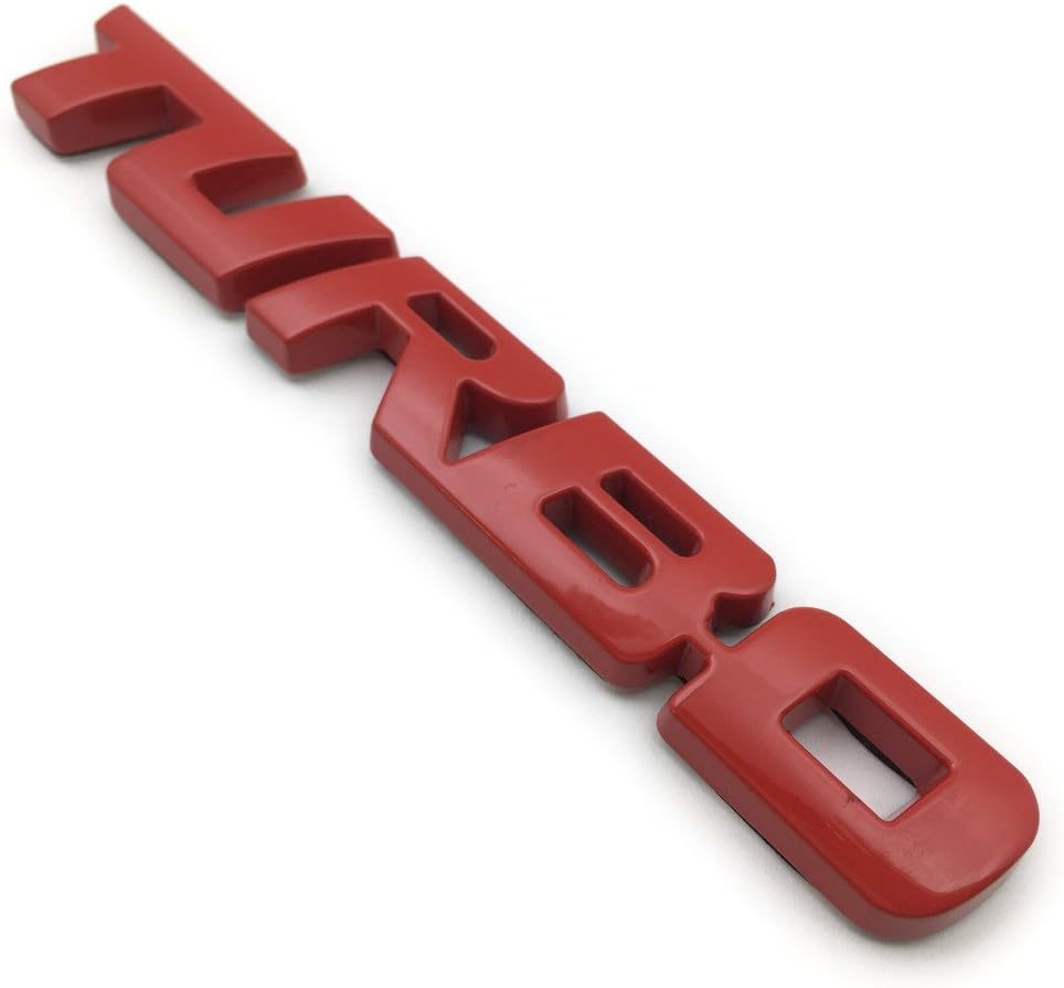 【送料無料、匿名配送】TURBO ロゴ (大) エンブレム メタル レッド ステッカー 外装 内装 カスタムパーツ ターボ