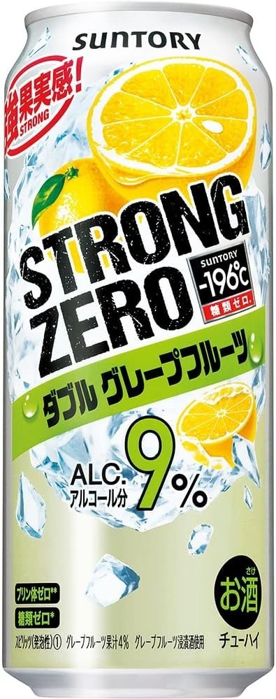 O09-25 1円～訳あり サントリー -196℃ ストロングゼロ ダブルグレープフルーツ Alc.9% 500ml×24缶入り 1ケース 同梱不可まとめて取引不可_画像1