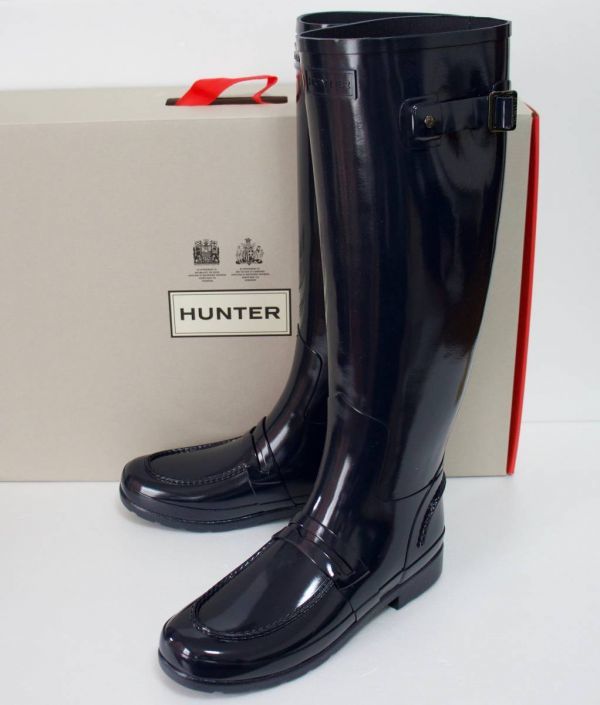 定価22000 新品 本物 HUNTER 靴 ブーツ リファインド ペニー ローファー トール WFT1006RGL ハンター JP24 UK5 US7 EU38 No.186~190の画像1