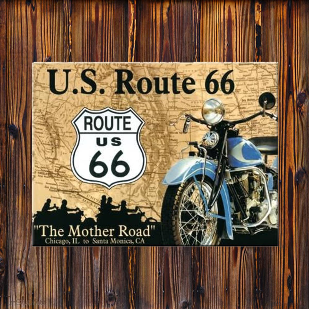 ブリキ看板 Route 66 ルート66 メタルプレート お洒落 バイク オートバイ アメリカン雑貨 インテリア 室内装飾 ガレージ Cool 雰囲気作り_画像1