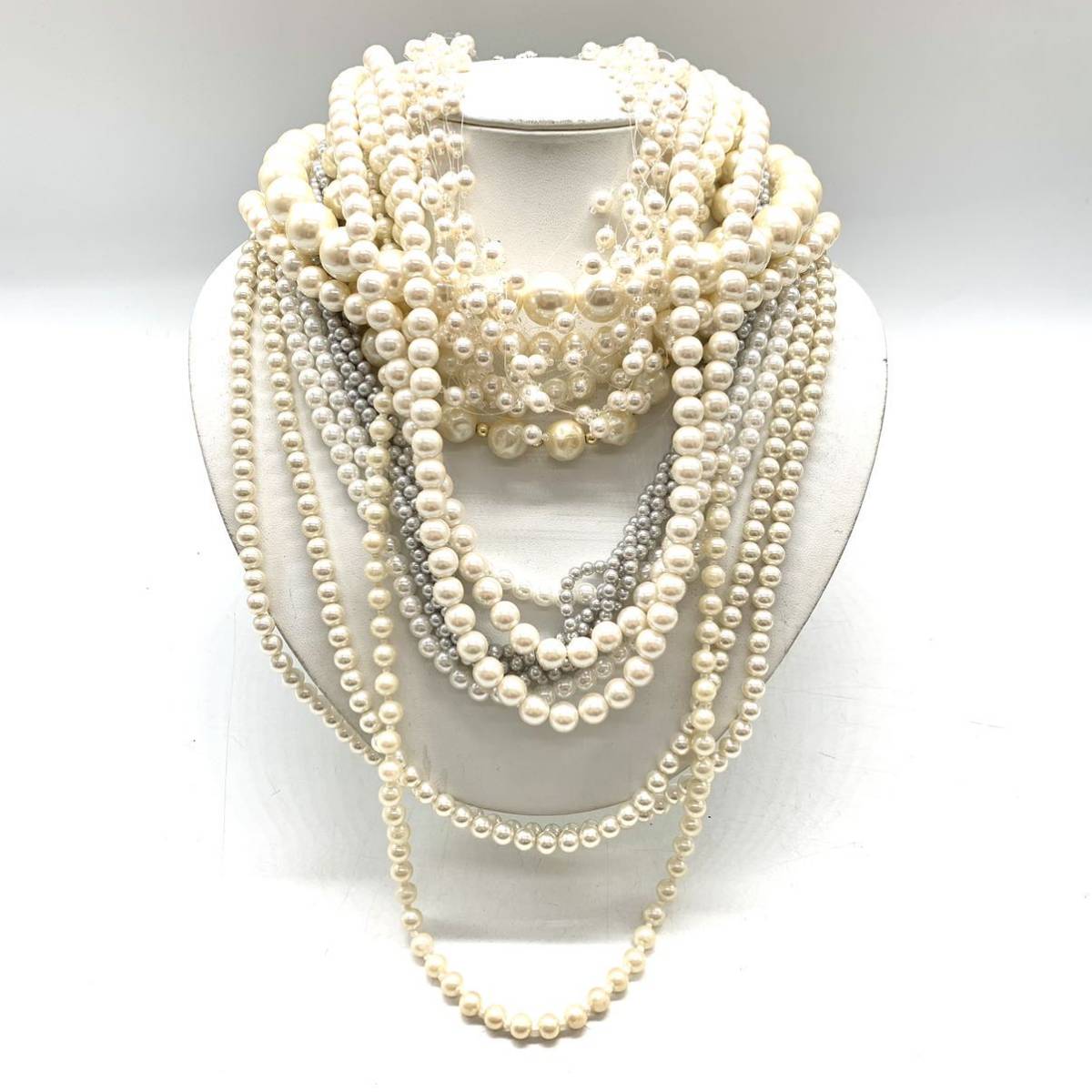 ■パールネックレス10点おまとめ■o約441g パール pearl Pearl 貝パール accessory ネックレス necklace シルバー silver CE0_画像1