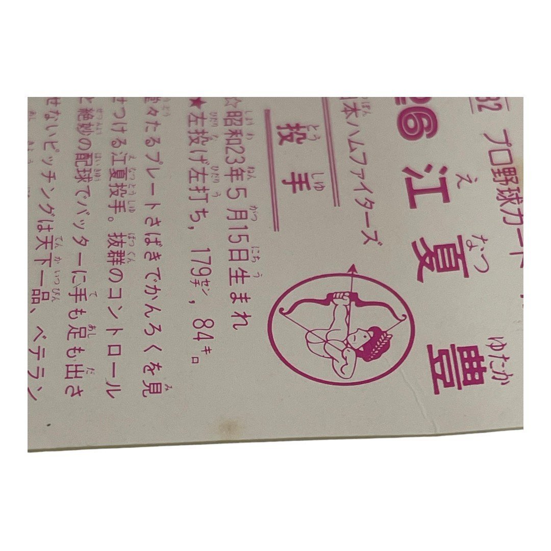 【中古品・保管品】 カルビー株式会社 プロ野球カード 1982年 No.230 日本ハムファイターズ 江夏豊 野球カード L13676RFの画像8