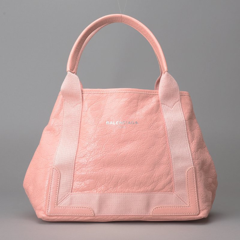 新品同様 BALENCIAGA バレンシアガ ネイビーカバスS ハンドバッグ トートバッグ レザー ピンク 339933 美品 軽量 鞄 ■c.e/c.i