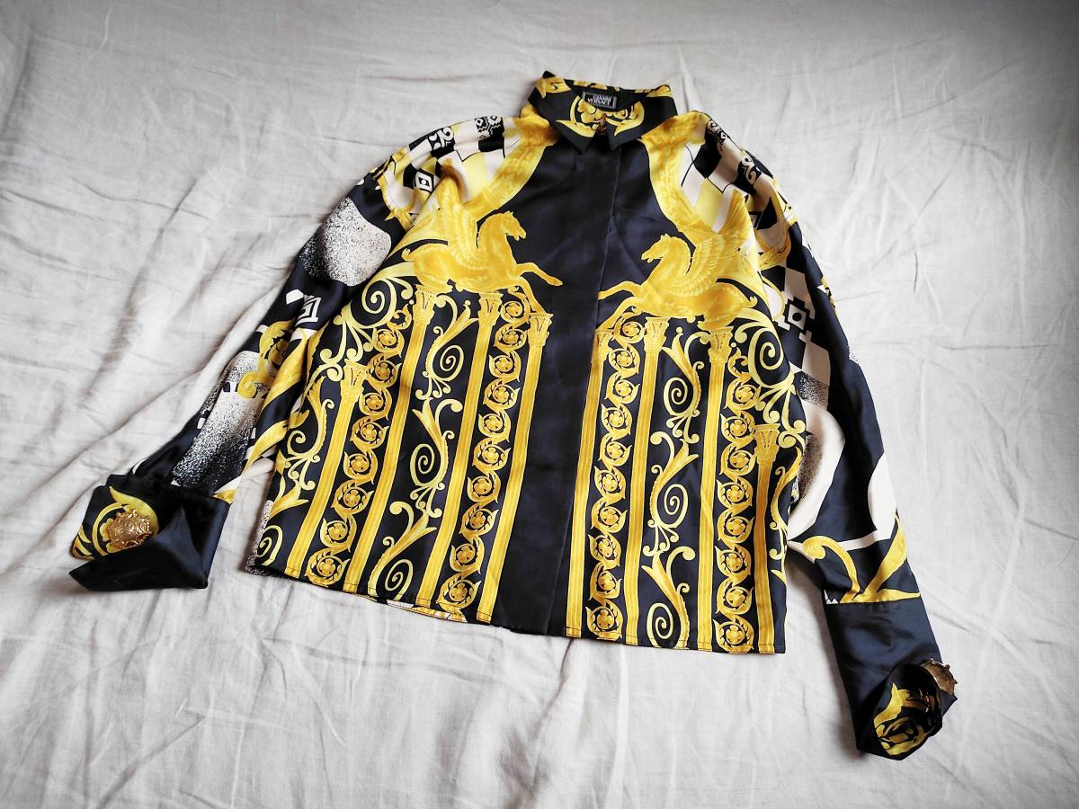 ビンテージ レア GIANNI VERSACE ジャンニ ヴェルサーチ シャツ シルク