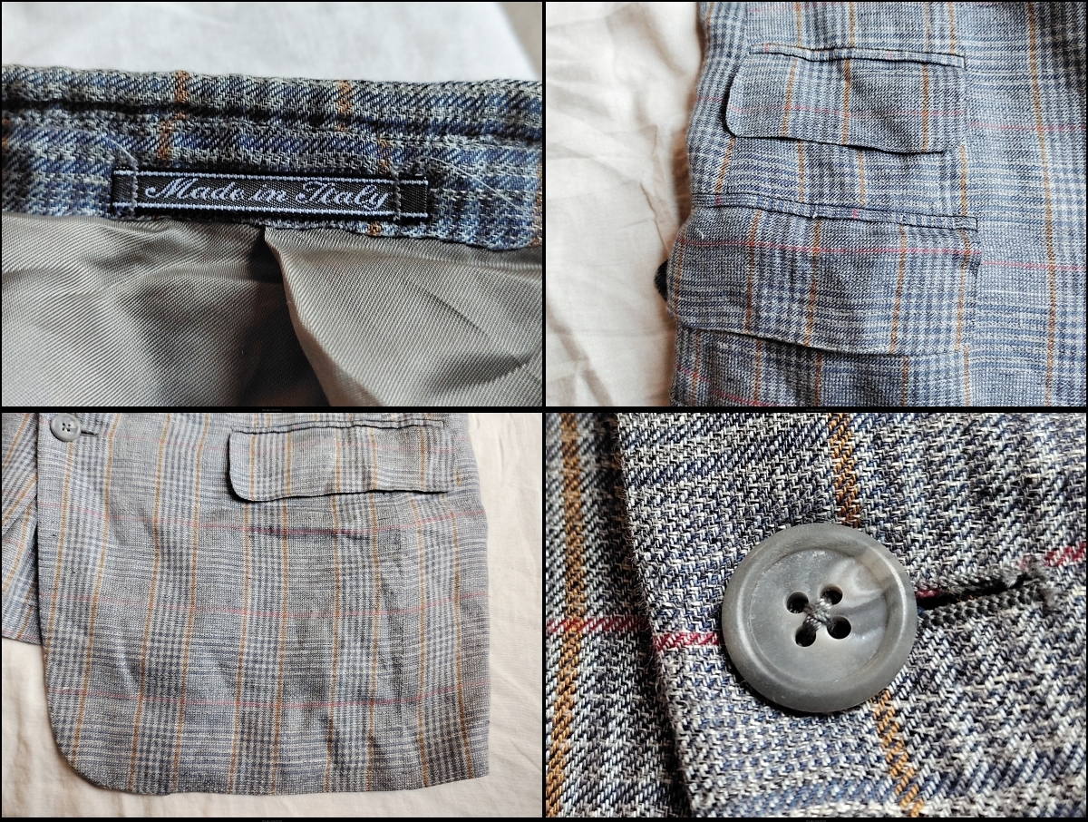 90'S DUNHILL ダンヒル ジャケット リネン チェック柄 総柄 90'S DUNHILL ダンヒル ジャケット リネン チェック柄 総柄