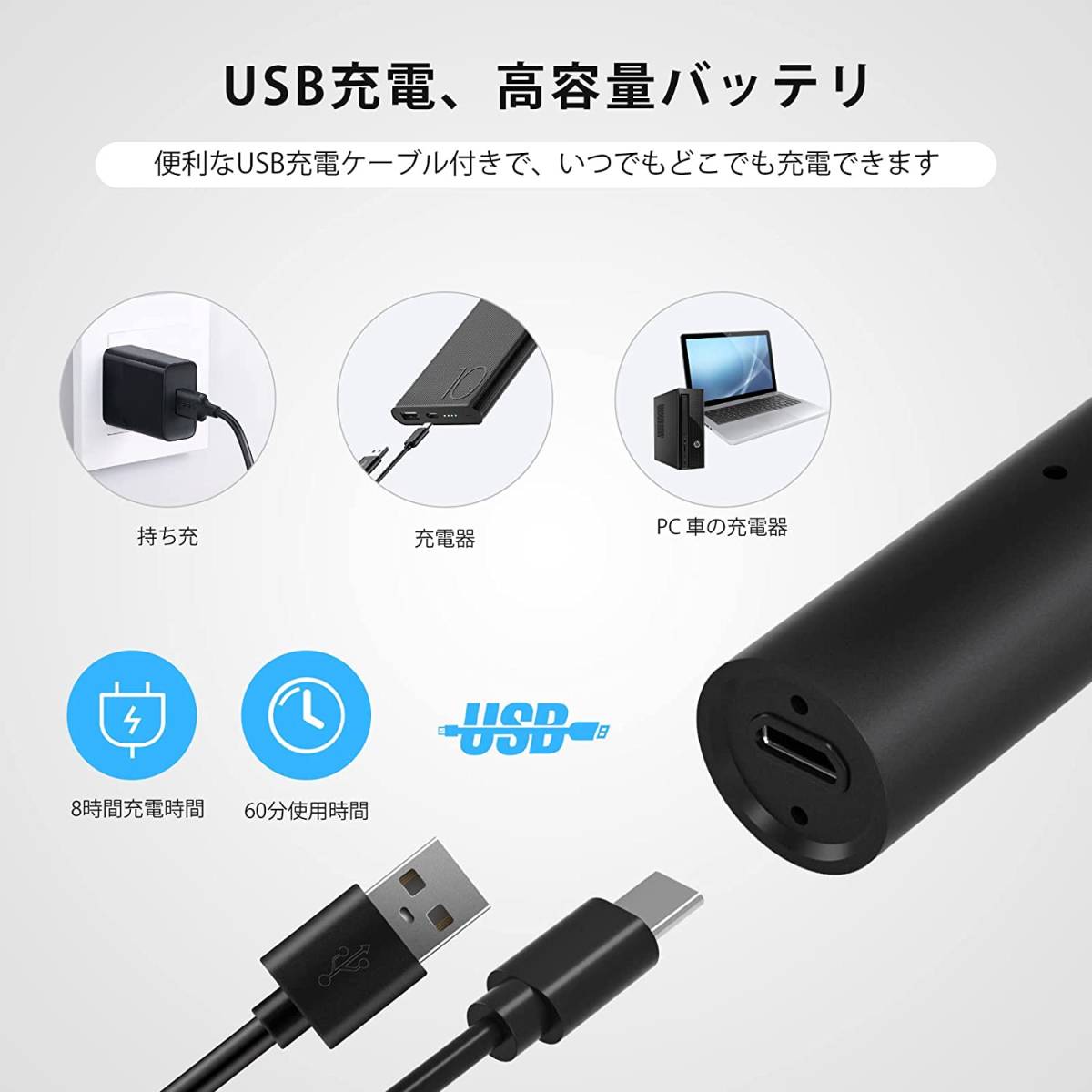 鼻毛カッター 眉毛シェーバー フェイスシェーバー 【usb充電式】 １台3役_画像6