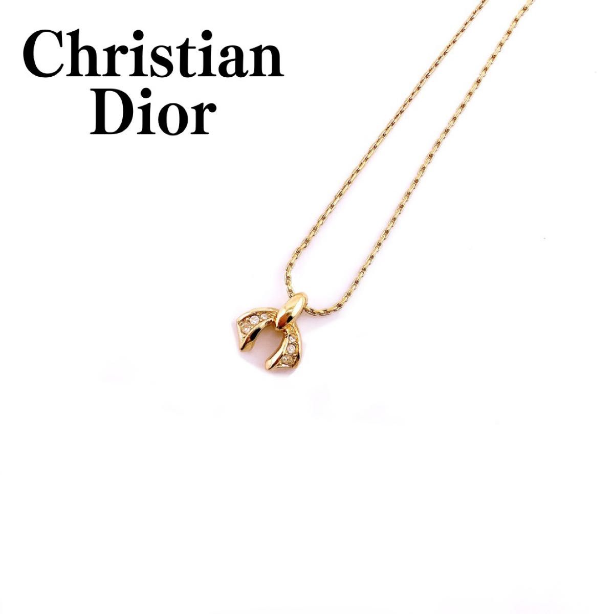 Dior ディオール ネックレス リボン ゴールド アクセサリー za0005