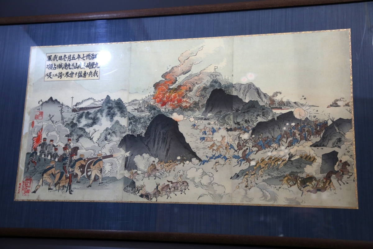 明治期 日清戦争 版画 額装 -