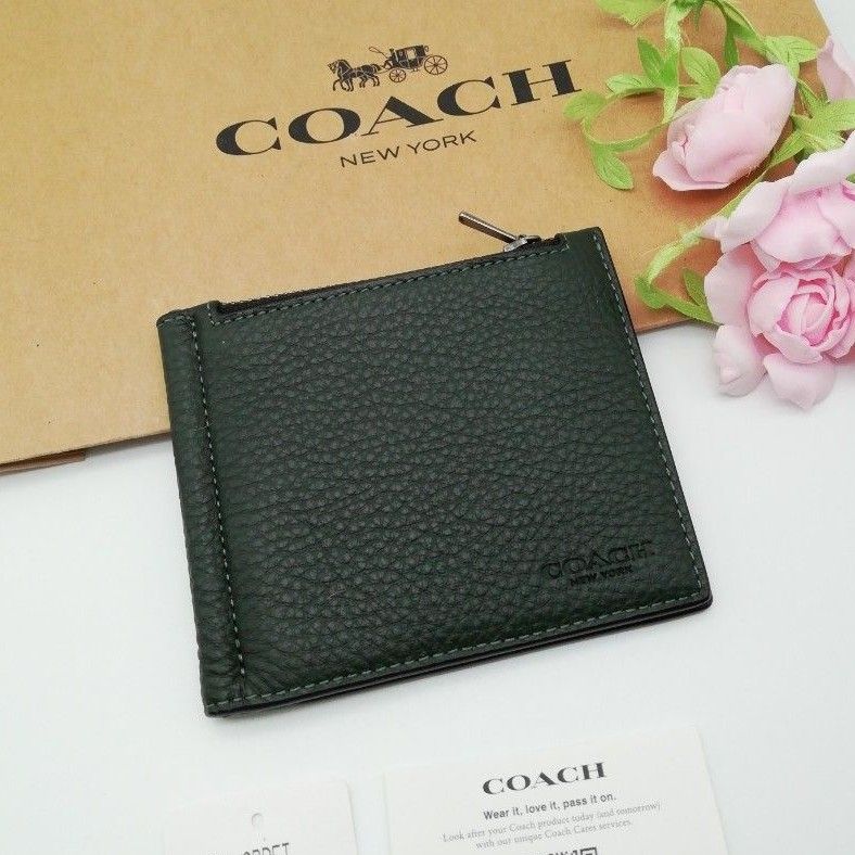 新商品 COACH コーチ マネークリップ 折り財布 正規品