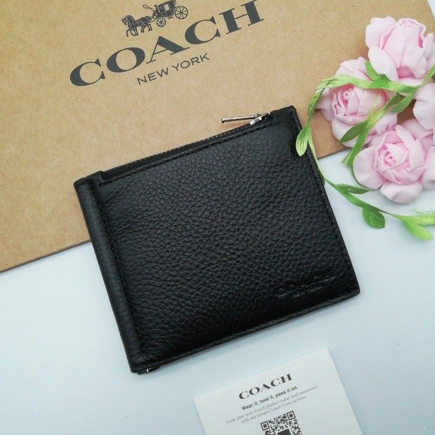 新商品 COACH コーチ 折り財布 マネークリップ 正規品 - 折り財布