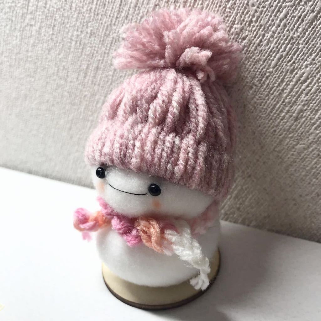 ハンドメイド　ゆきだるま クリスマス　冬のインテリア　雪だるま　毛糸の帽子_画像3