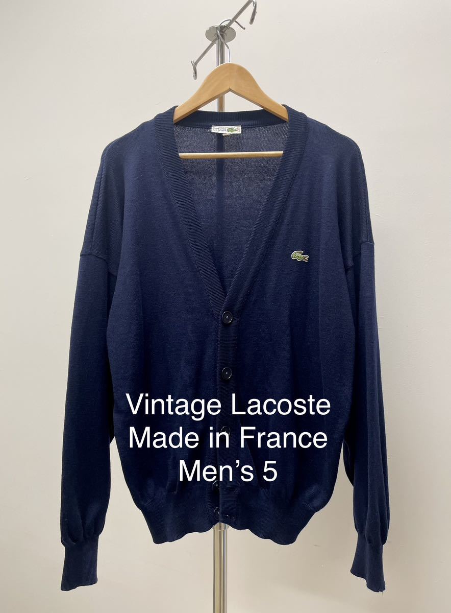  прекрасный товар Франция производства Lacoste Lacoste шерсть кардиган мужской темно-синий размер 5 L XL made in Francefrelako рубашка с длинным рукавом vintage