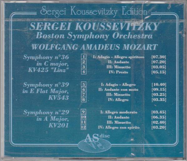 [CD/AS Disc]モーツァルト:交響曲第29,36&39番/S.クーゼヴィツキー&ボストン交響楽団_画像2