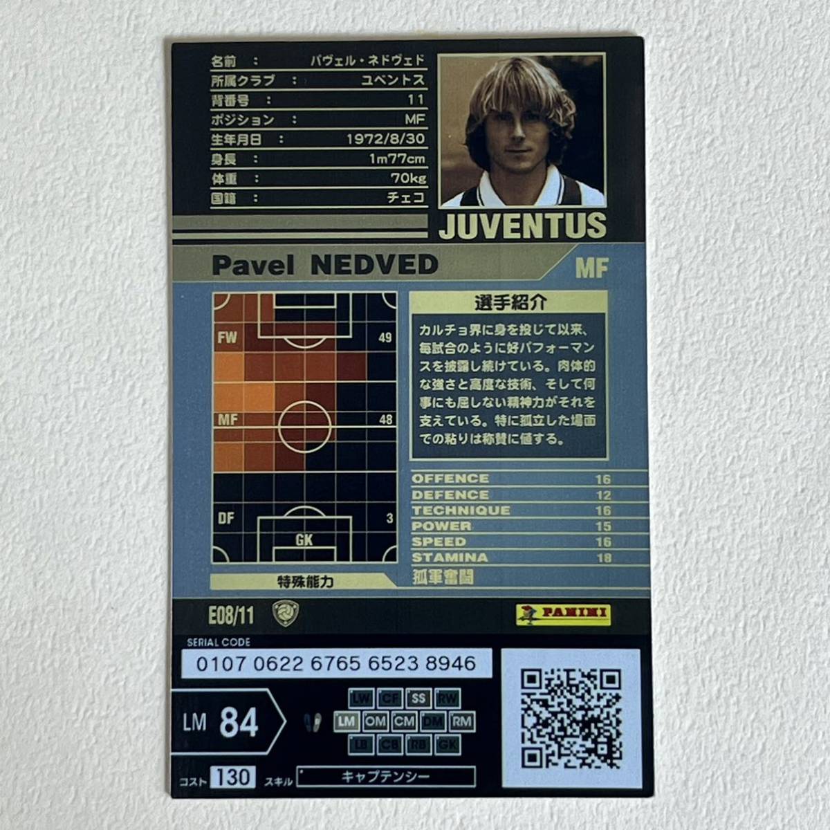 ♪♪WCCF 01-02 BE パヴェル・ネドヴェド Pavel Nedved FOOTISTA版 Juventus ♪三点落札で普通郵便送料無料♪_画像2