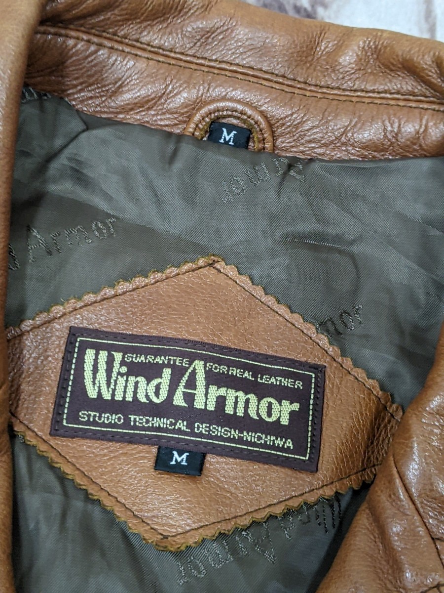 20．Wind Armor アメリカ革　牛革　リアルレザージャケットコート　テーラード カーコート 　メンズM　茶系z808_画像3