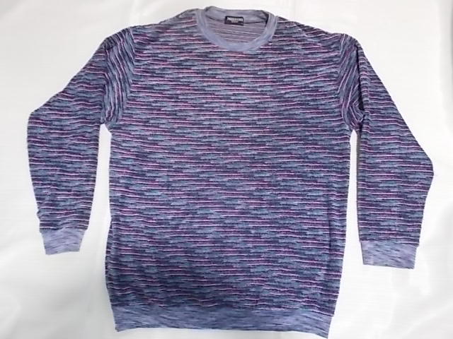  Missoni men's sweater MISSONI blue purple series mo The ik pattern size XL~LL about 