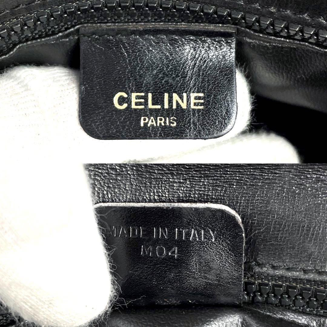 【美品】CELINE セリーヌ ハンドバッグ トートバッグ トリオンフ ロゴ型押し ゴールド金具 フォーマル マカダム ブラゾン カーフレザー 黒