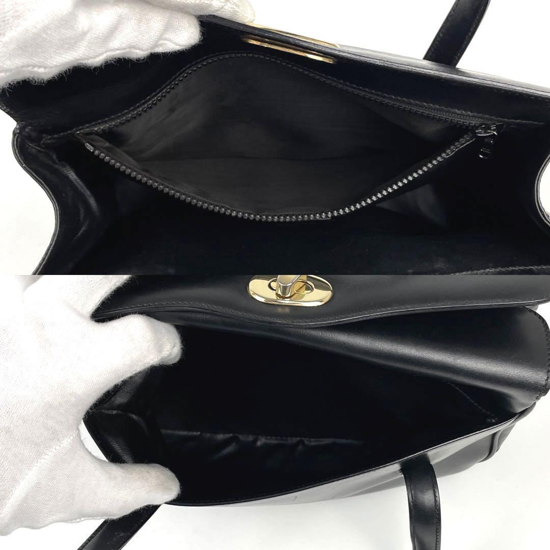 【美品】CELINE セリーヌ ハンドバッグ トートバッグ トリオンフ ロゴ型押し ゴールド金具 フォーマル マカダム ブラゾン カーフレザー 黒