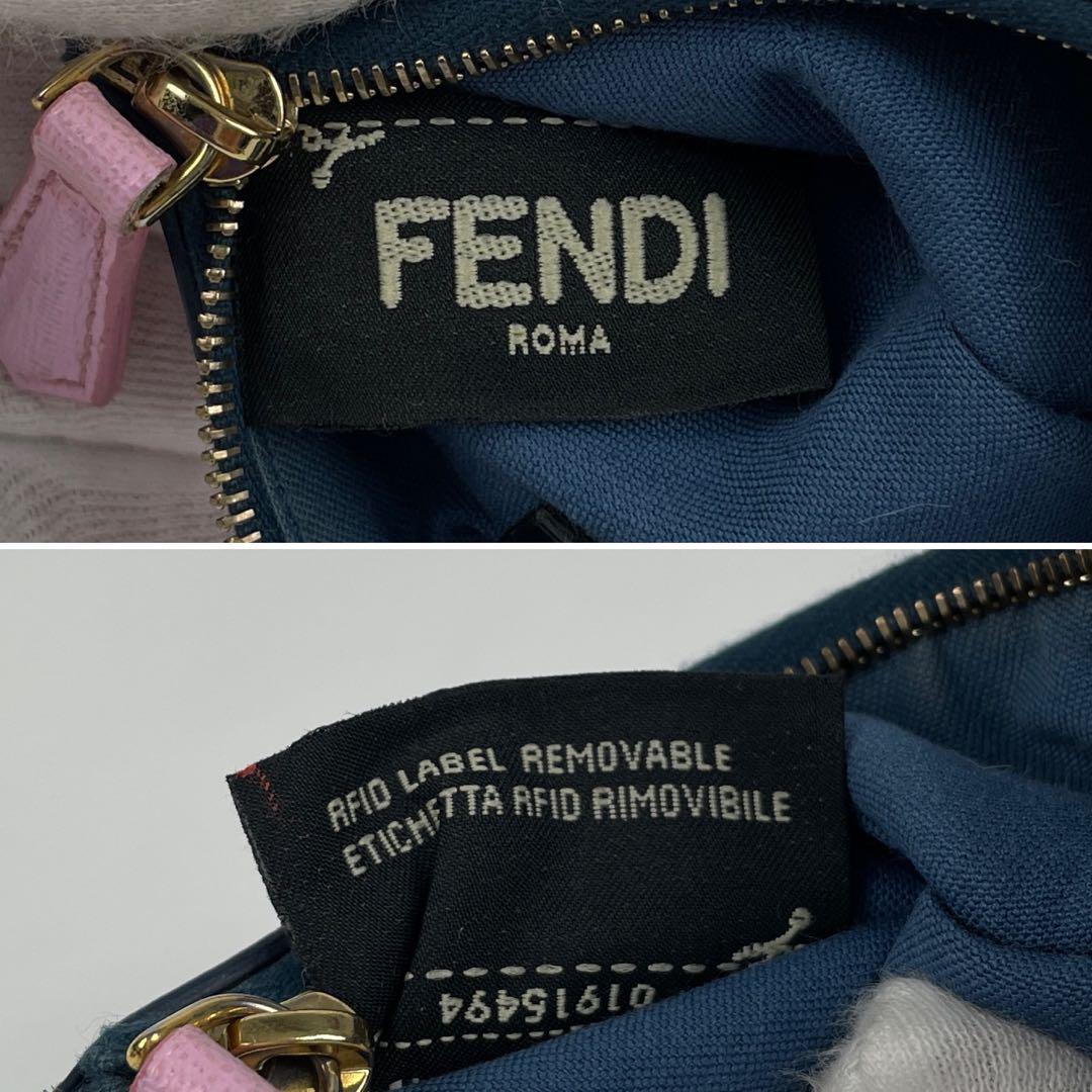 【極美品】FENDI フェンディ バッグバグズ モンスター キーリング バグズアイ ビジュー装飾 コインケース 小物入れ カードケース レザー_画像10