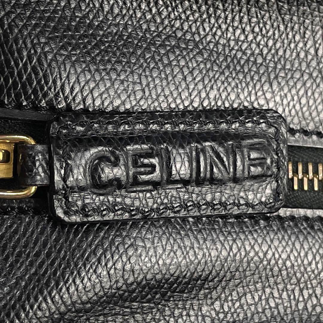 【極美品】CELINE セリーヌ ハンドバッグ 2way ショルダーバッグ ビジネス ロゴ型押し ゴールド金具 フォーマル 男女兼用 シボ革 レザー 黒_画像3