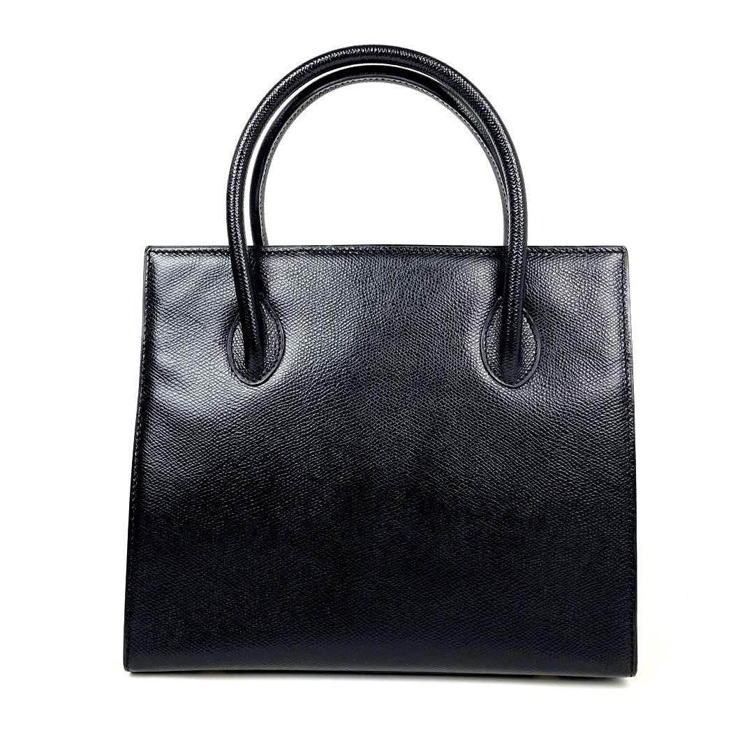 【極美品】CELINE セリーヌ ハンドバッグ 2way ショルダーバッグ ビジネス ロゴ型押し ゴールド金具 フォーマル 男女兼用 シボ革 レザー 黒_画像5