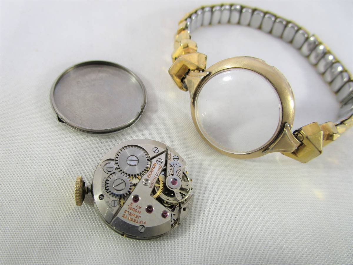 1930-1940年代 BENRUS ベンラス アンティーク ビンテージ 手巻き 腕時計 イエローゴールド スモールセコンド バンド ベルト  ブレスレット箱