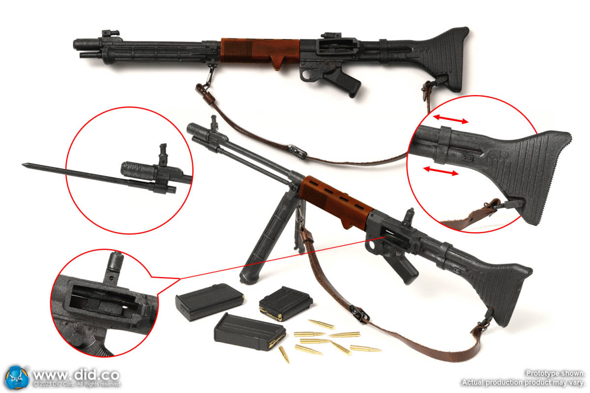 いいスタイル Axel 1/6ドールパーツ:DID製:ドイツ空軍 FG42機関銃後期型 G.I.ジョー