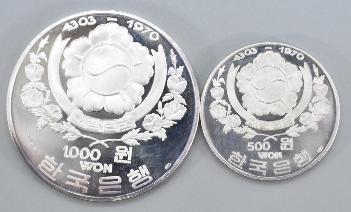 純銀 1970 REPUBLIC OF KOREA 韓国 プルーフコイン 6枚セット 記念硬貨 貨幣 記念銀貨 シルバー コイン アンティーク メダル RJ-570G/117_画像4