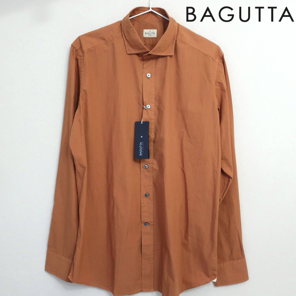 新品 BAGUTTA バグッタ 最高級 メンズ ドレスシャツ オレンジ ブラウン