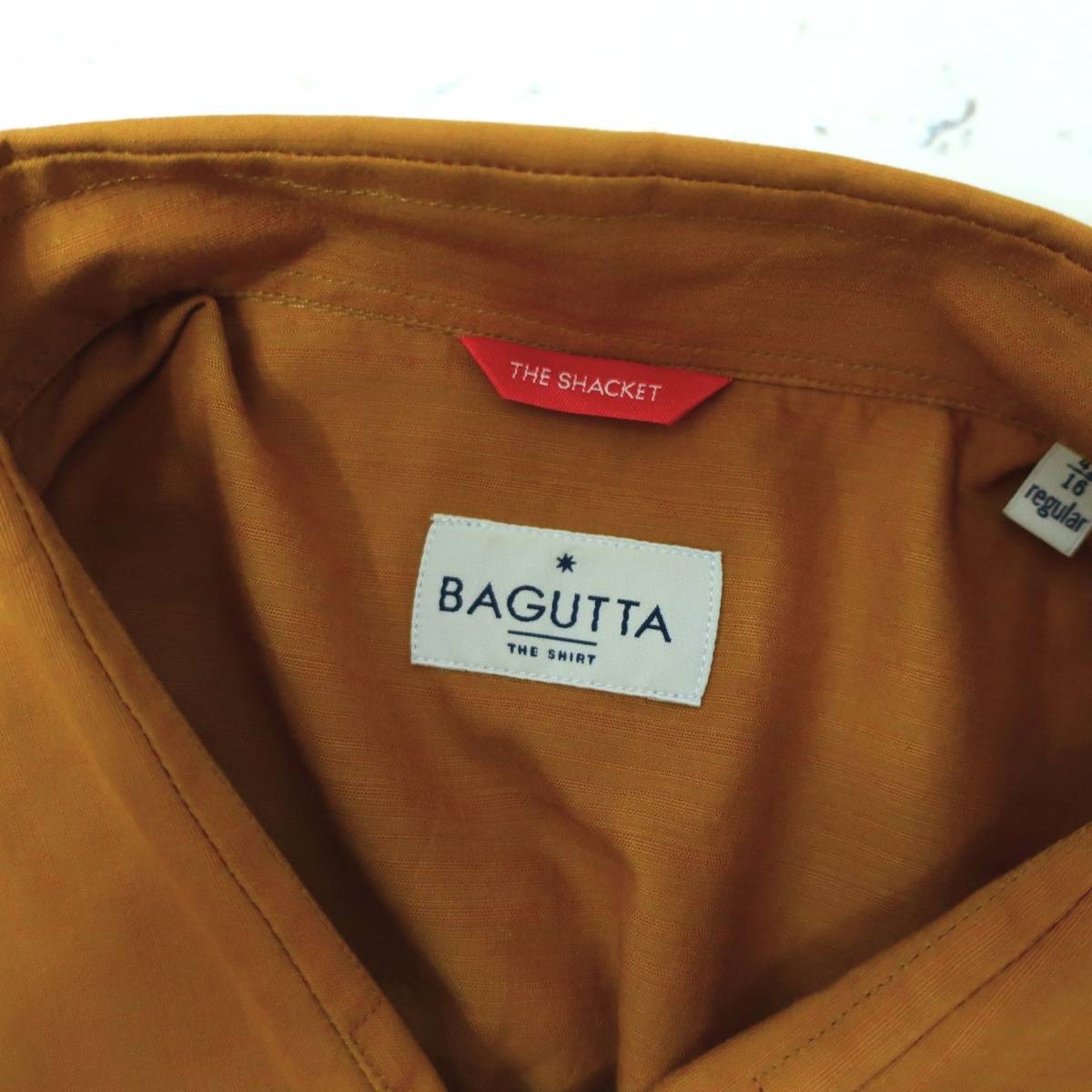 新品 未使用 BAGUTTA バグッタ 高級 メンズ サファリシャツ 長袖シャツ ブラウン カーキ イエロー ボタン シャツ 41 Lサイズ XLサイズ