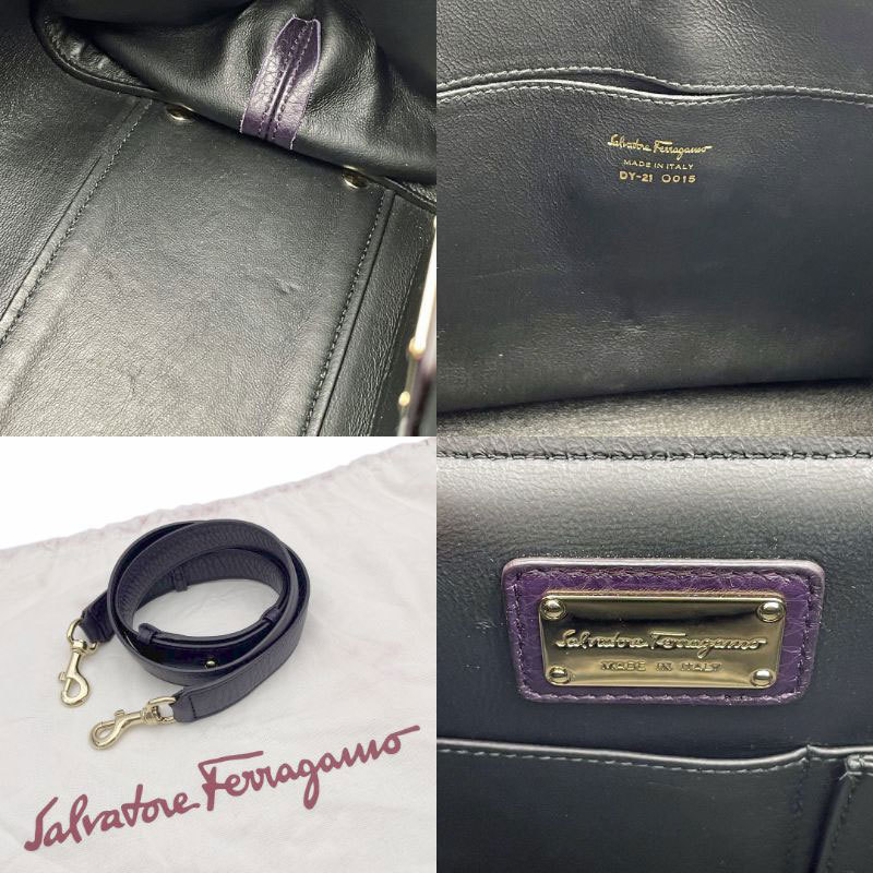 Salvatore Ferragamo サルヴァトーレ フェラガモ ソフィア 2WAYハンドバッグ レザー パープル ゴールド金具_画像10