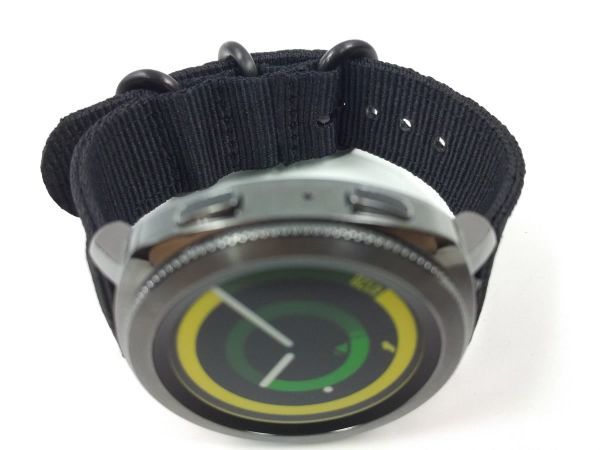 ナイロン製ミリタリーストラップ 交換用腕時計ベルト クイックリリース 黒Xブラック 20mmの画像2