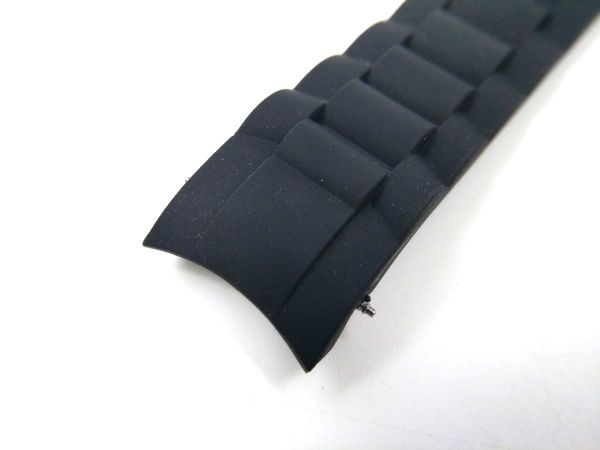 シリコンラバーストラップ 弓カン Wロックバックル 交換用腕時計ベルト キャタピラ2 ブラック 20mm_画像5