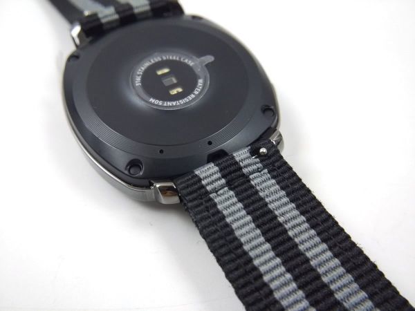 ナイロン製ミリタリーストラップ 交換用腕時計ベルト クイックリリース 黒グレー ストライプXブラック 20mmの画像6