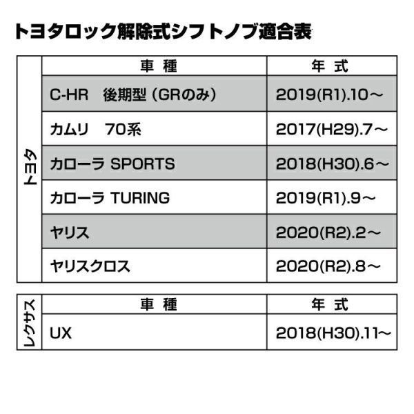 シフトノブ トヨタ ロック解除式 C-HR 後期型 GR カムリ カローラスポーツ ヤリス ピアノブラック×ブルー 純正交換 ブラック レザー 新品_画像3