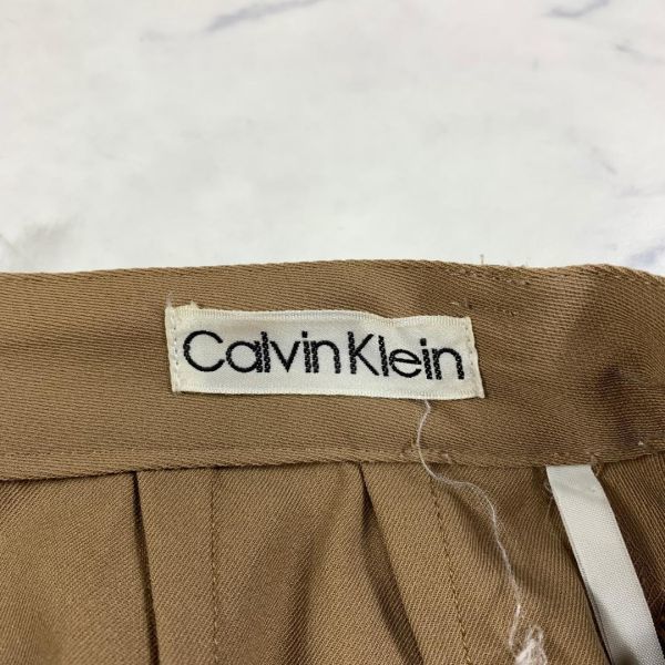 カルバンクライン カジュアルパンツ ウール タック ベージュ Calvin Klein テーパード ハイウエスト スラックス 11 C7311_画像5