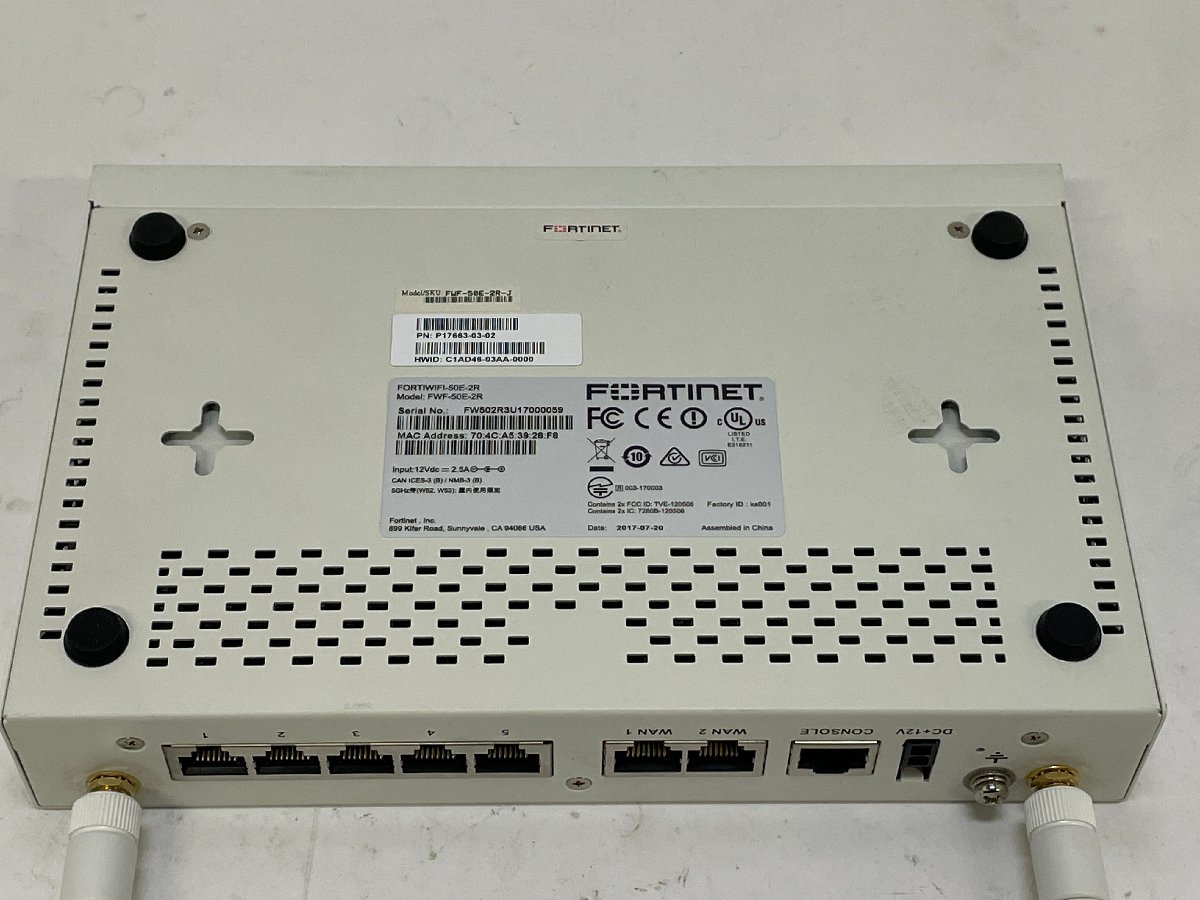 【中古】Fortinet FortiWIFI 50E-2R　工場出荷初期化済み　ライセンス・サポート切れ ファームv5.4.5 （16)_画像5