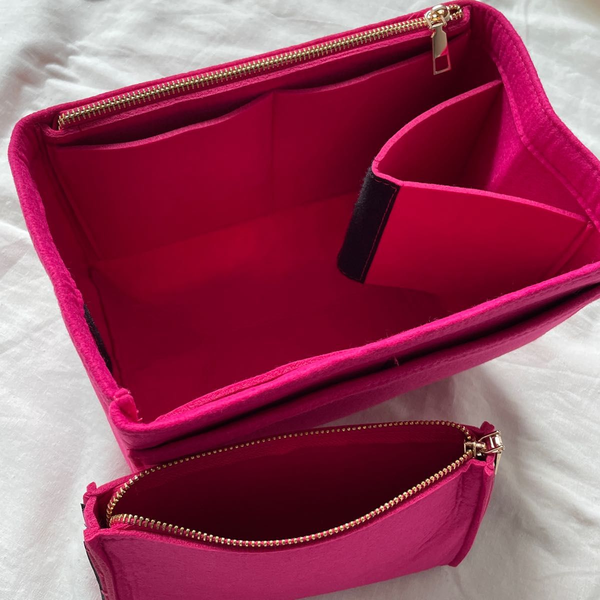 【ピンクM】バッグインバッグ インナーバッグ 収納 大容量 ボトルホルダー ピンク 整理　トートバッグ　バッグ　