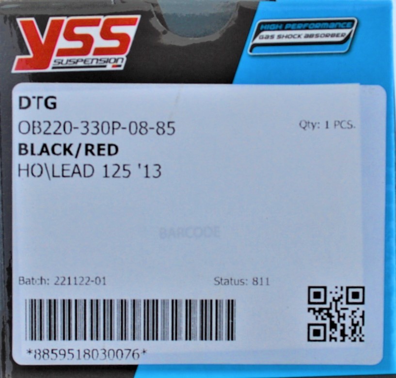 新品 YSS製リヤサスペンション DTG LEAD125('13) 330mm BLACK/RED OB220-330P-08-85　_画像2