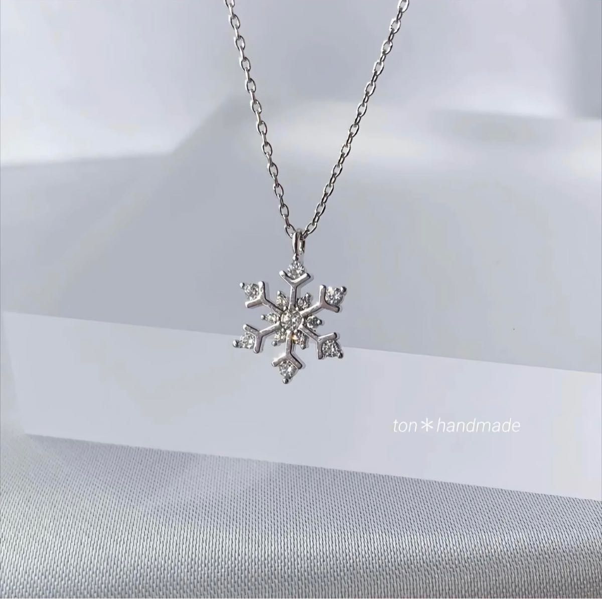 雪の結晶＊スノーネックレス　シルバー ロジウム メンズ ペア スノーフレーク クリスマス