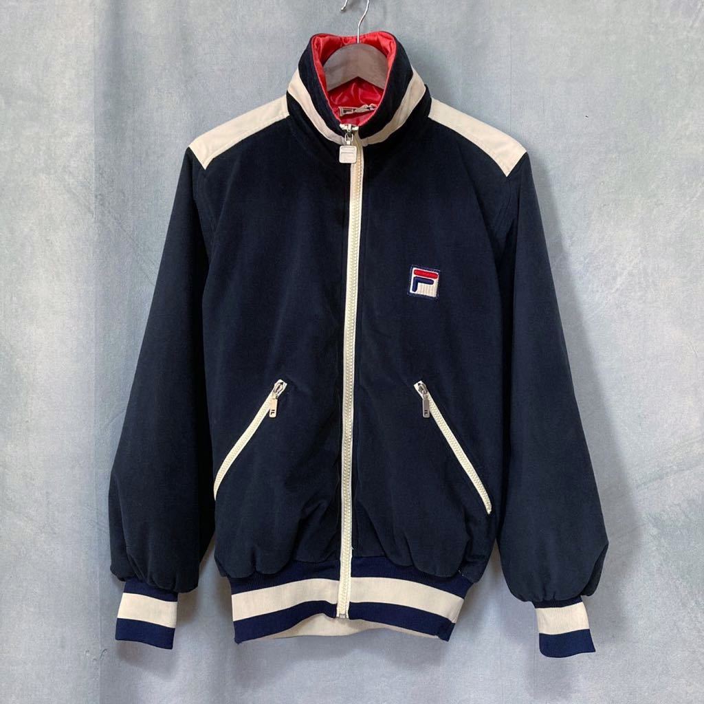 希少 70's 80's イタリア製 VINTAGE FILA フィラ ベロア 中綿 ロールネック トラックジャケット ブルゾン size.36(S) トリコ Made in Italyの画像1