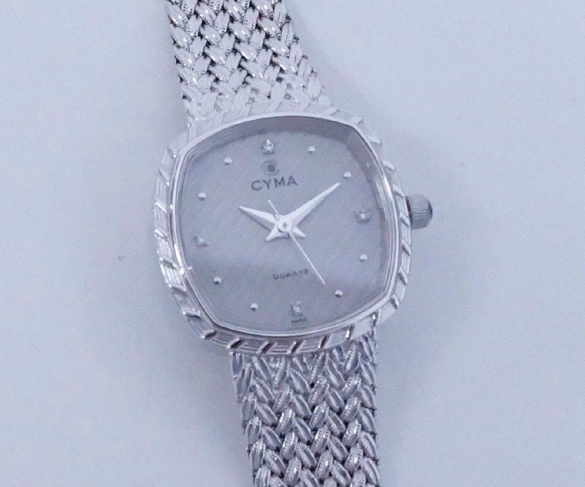 中古 美品 CYMA シーマ レディース 腕時計 シルバー L616 4Pダイヤ 3針