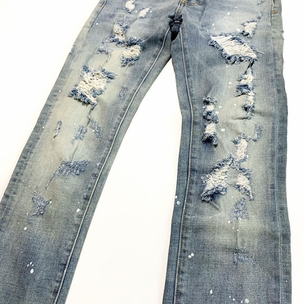 ☆良品 ディースクエアード DSQUARED2 ケニー KENNY ダメージ スキニーデニム パンツ size 44 イタリア製 COOLGUY クールガイ SKATERJEAN_画像5