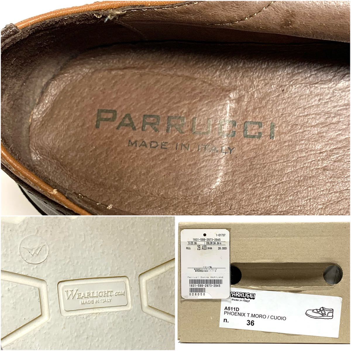 ☆未使用 パルッチ PARRUCCI アローズセレクト メリージェーン ウイングチップ レザー ストラップ シューズ イタリア製 ローファー 革靴